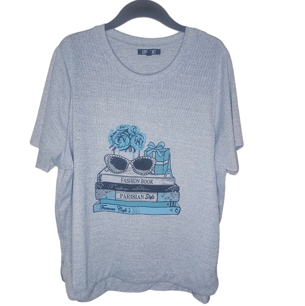 Love + Lace women's gray design top size  3X